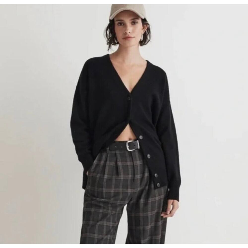 Madewell Harlow Black Oversized V-Neck Cardigan NWT Size XXS